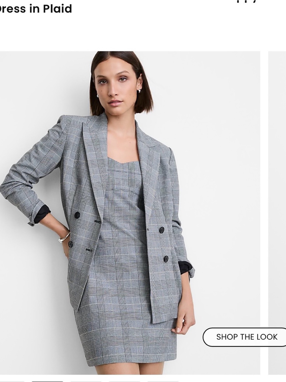 LOFT Gray Plaid Double-Breasted Blazer and Dress